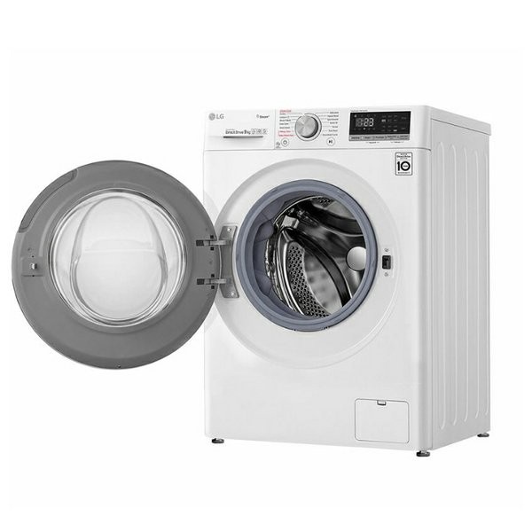 FV1409S4W Mesin Cuci LG 9kg Front Loading AI DD Steam+ Lifter Stainless Steel ThinQ WiFi