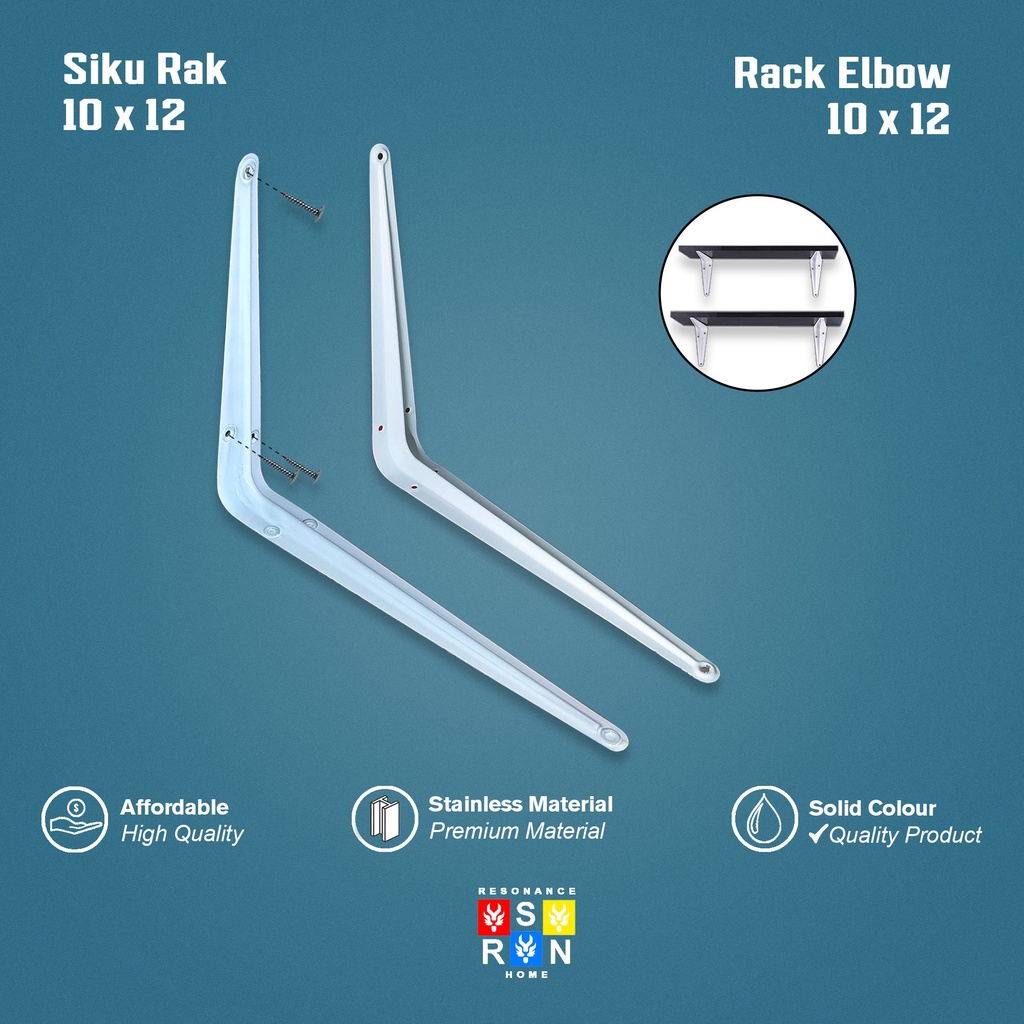 Siku Rak Besi L Putih Uk. 10x12 Inch l Shelf Bracket Resonance Home