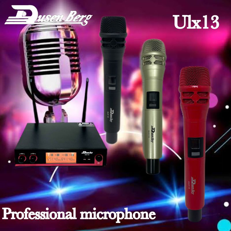 Mic Wireless DUSENBERG ULX 13 Black Microphone Karaoke - Free Koper Mic