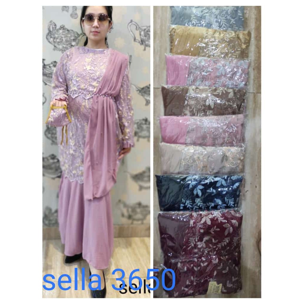GRATIS MASKER [MODEL TERBARU] GAMIS PESTA BAHAN FULL TILE KOMBINASI SIFON / GAMIS PESTA