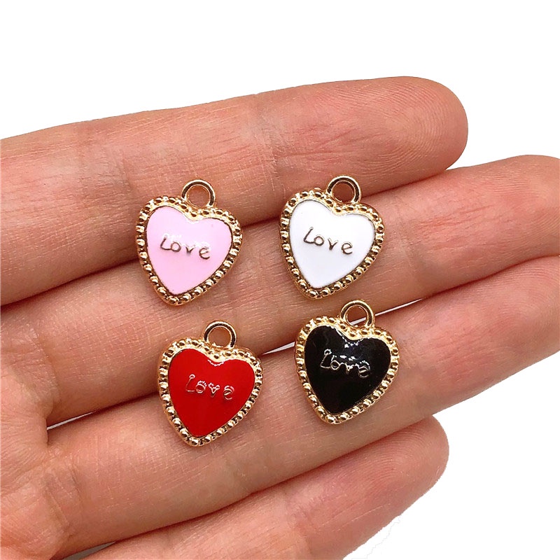 4pcs Charms Bentuk Hati Bahan Alloy Untuk Membuat Perhiasan