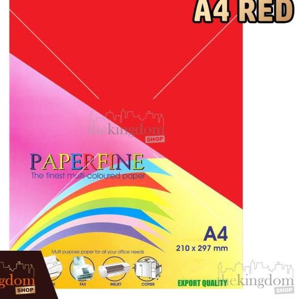 

➨ Paperfine Kertas HVS Warna A4 Red Merah Isi / 100 Lembar ♀