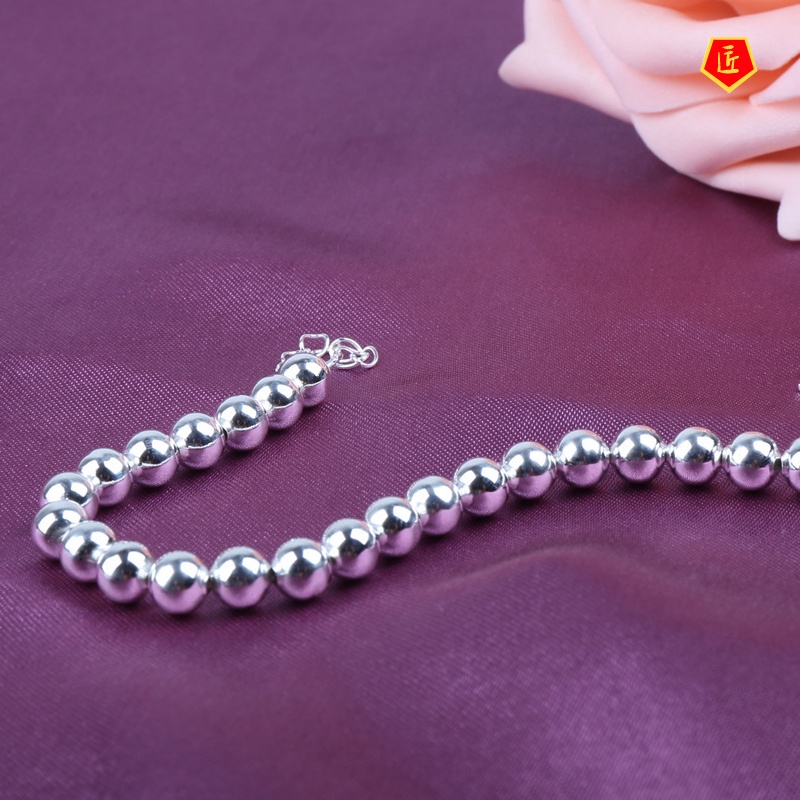 [Ready Stock]Simple Silver Glossy Ball Bracelet