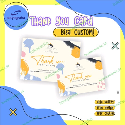 

Thank you card kartu ucapan custom - 10 x 14, laminasi/tanpa laminasi