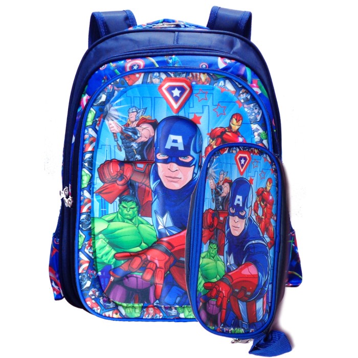 

[GRATIS ONGKIR] Tas Anak Sekolah SD Captain America 3D + Kotak Pensil - Nomor 1 TERJAMIN