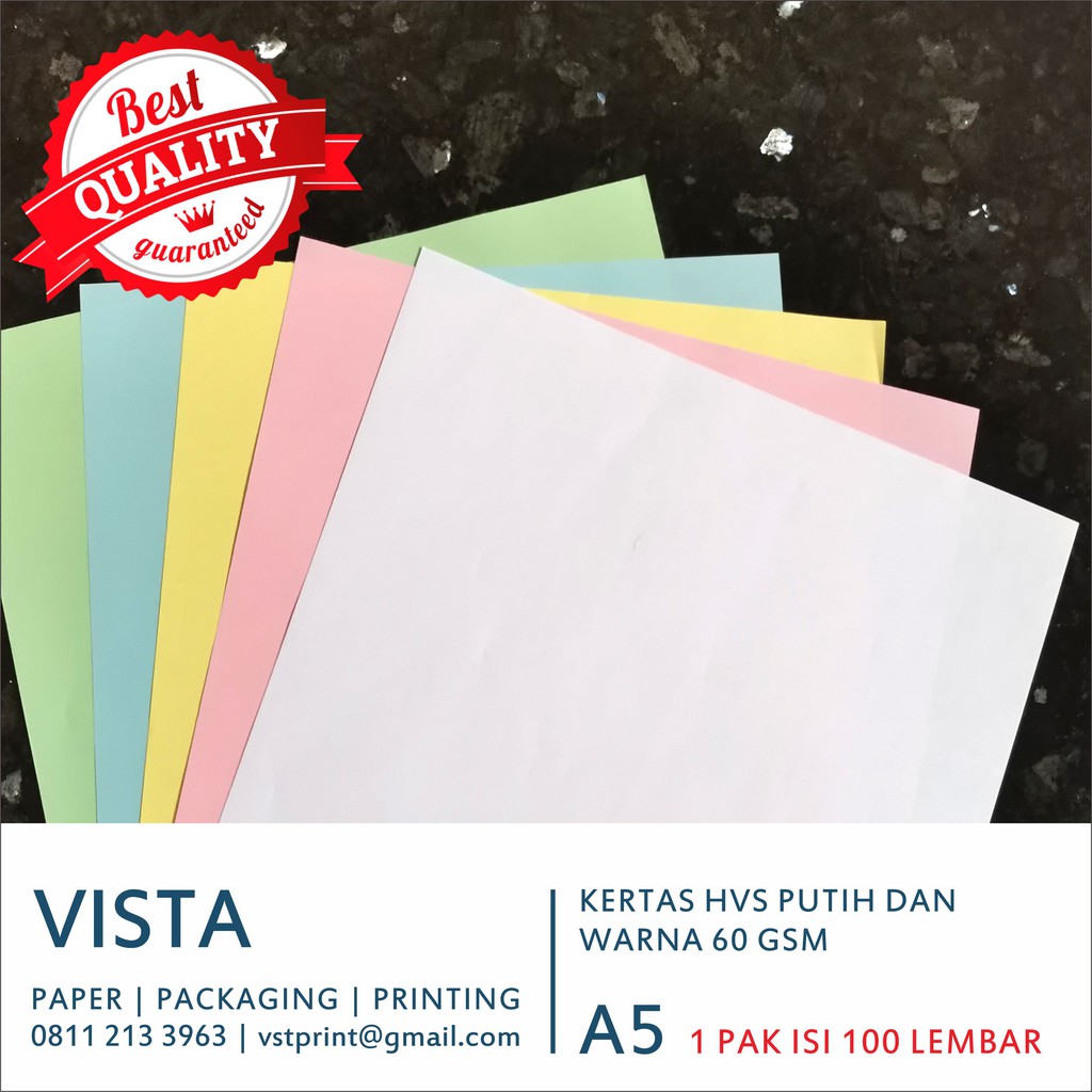 

Kertas HVS Putih / HVS Warna A5, 60 Gsm, 60 gram