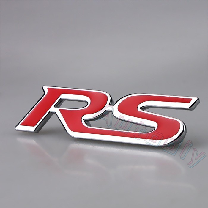 Emblem Logo RS FIT JAZZ GK5 Civic Red Metal RS Logo Front Grille RS Emblem Logo HONDA With Screw Set (9 * 2.5cm) Metal Steel