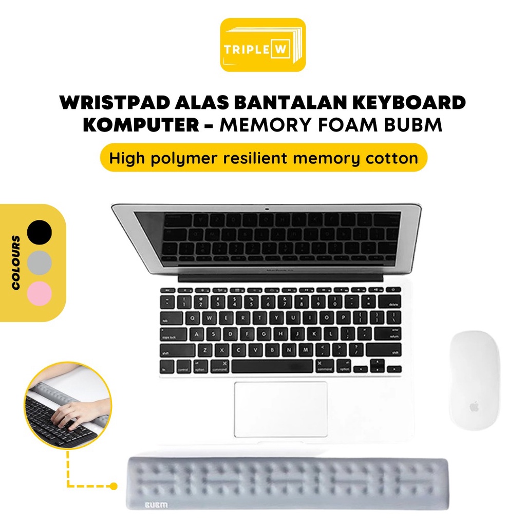 Triple W Wristpad Alas Bantalan Keyboard Gaming Komputer Memory Foam High Quality BUBM