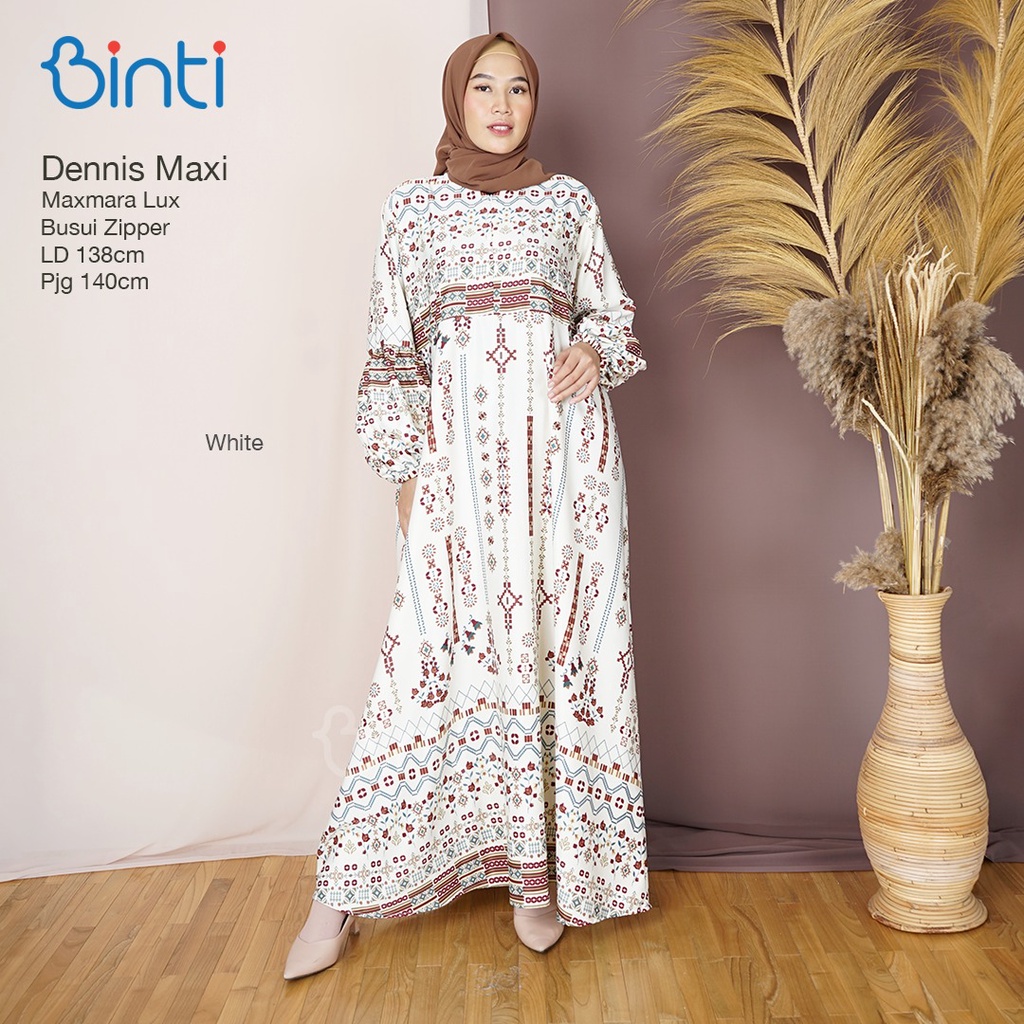 gamis jumbo wanita ld 138 dennis maxy dress motif print busui zipper mat maxmara lux ori binti