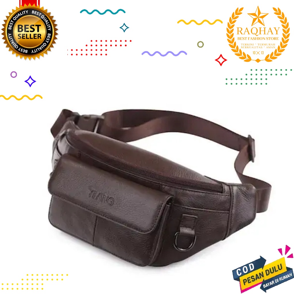 Tas Pinggang Pria Tas Waistbag Pria Kulit PU Uniqol| RaQhay Store Fashion Pria Wanita Tas Bag Terbar