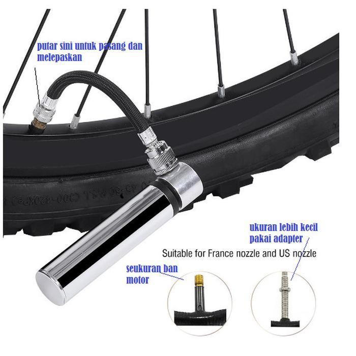 POMPA SEPEDA GUNUNG MINI PORTABLE BAHAN ALUMINIUM ALLOY