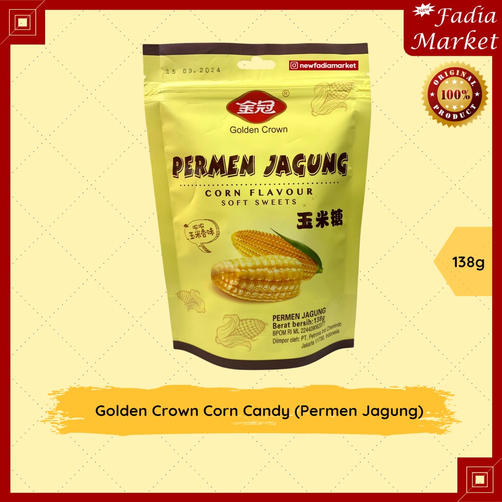 [PERMEN IMLEK] Golden Crown Corn Candy (Permen Jagung) 138g