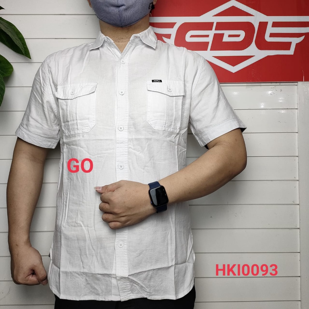 gos CDL By (CARDINAL) Pakaian Pria Kemeja Hem Casual Slimfit Lengan Pendek Motif Distro Original