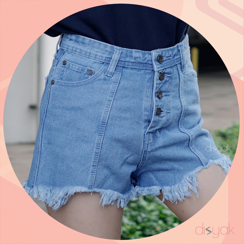 DISYAK - Hotpants Jeans Full Buttons Bio Bleach 1013-2013