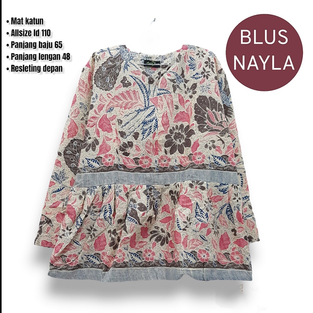 Blus Nayla batik solo atasan kerja blus wanita kantor blus kerja