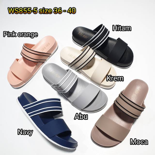 Jelly sandal  ban  2 barabara sendal wanita karet  import 