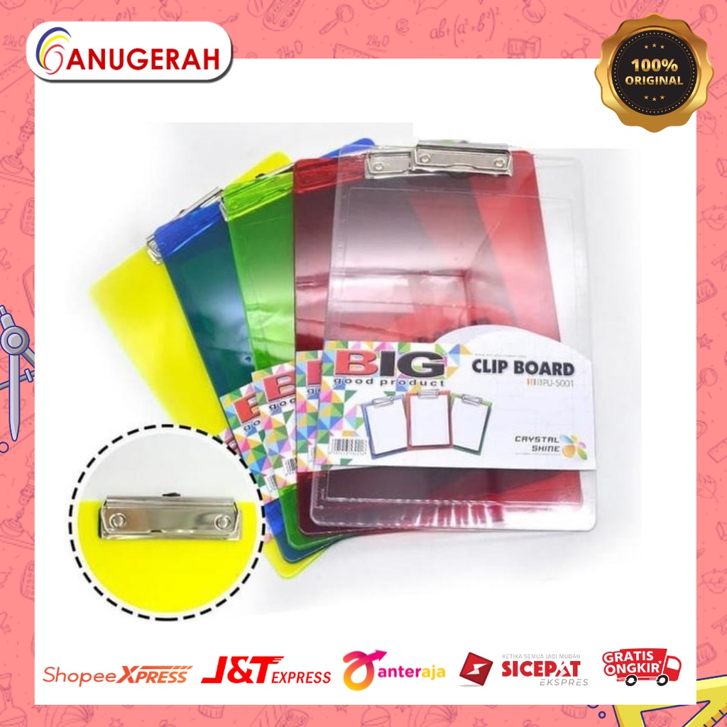 

BIG 5001 CLIPBOARD / PAPAN UJIAN F4 MIKA TRANSPARAN