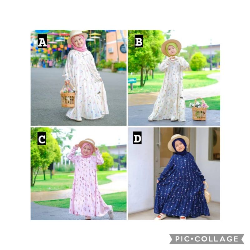 GAMIS LOLITA SET HIJAB BAJU MUSLIM ANAK  PEREMPUAN BAHAN KATUN RAYON