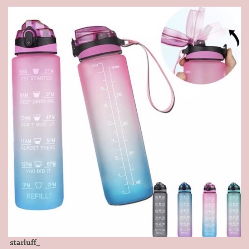 BOTOL MINUM TRITAN 1 LITER SEDOTAN WARNA GRADASI-BOTOL MINUM VIRAL 1 LITER-BOTOL MINUM MOTIVASI PENA