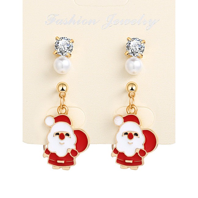 LRC Anting Tusuk Fashion Gold Santa Claus Earrings D16222