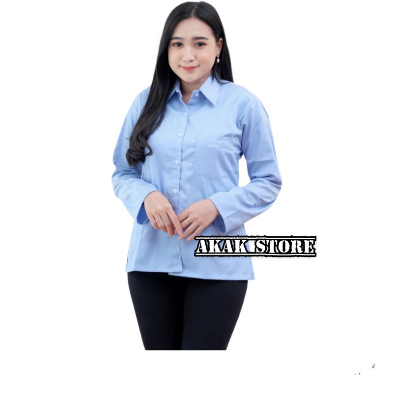 kemeja wanita Lengan panjang / kemeja kerja polos wanita Big size akak store