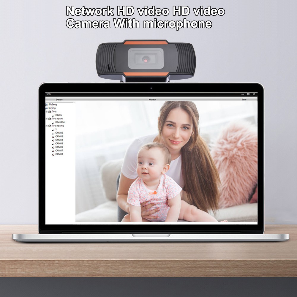 USB WEBCAM WEB PC CAMERA +MIC ZOOM MEETING GOOGLE MEET HD 720P ORANGE