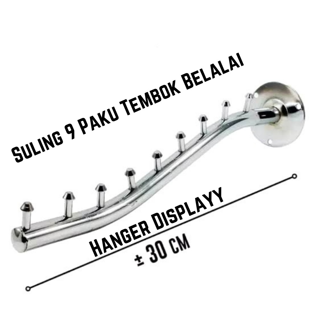 Hanger Suling Tempel Tembok 9 Titik Paku Belalai Gantungan Baju Display Toko Gantungan Baju Dinding Distro Laundry Butik