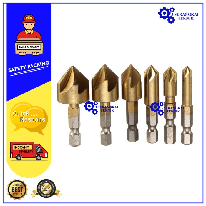 Mata Bor Drill Bit Countersink HSS 6-19mm 6 PCS - BT3 Golden