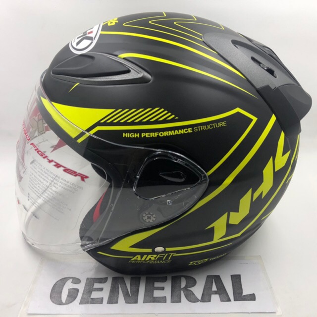 Helm NHK R6 Motif Airfit-R / Airfit Black Yellow Doff Hitam Kuning Dop Half Face