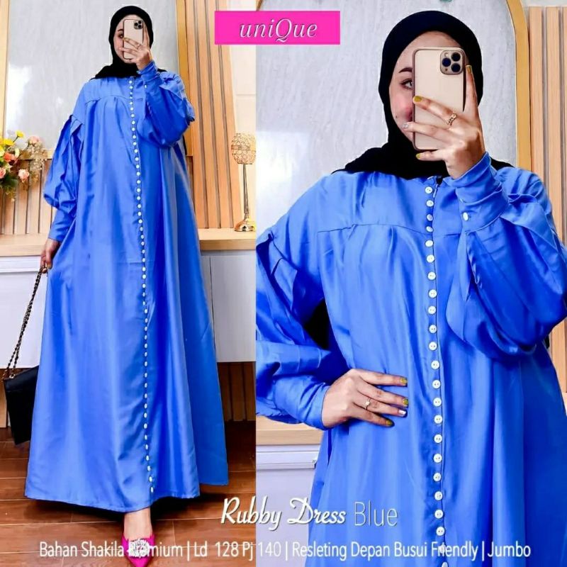 Rubby Dress Jumbo, GAMIS JUMBO POLOS WANITA CANTIK FIT XXXL LD 130 BAHAN SHAKILA IMPORT ZIPPER BUSUI OOTD