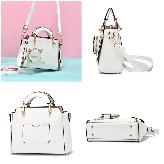 BJ43142 (2IN1) - BLACK/GREEN/KHAKI/PINK/PURPLE/WHITE - TAS SLEMPANG JINJING TOTEBAG DOMPET KOIN KUCING HANDBAG WANITA FASHION IMPORT MODIS ELEGAN TERMURAH TERLARIS TERBARU BAGSTORE JAKARTA TAS BATAM BQ3142 JT2029 LT2059