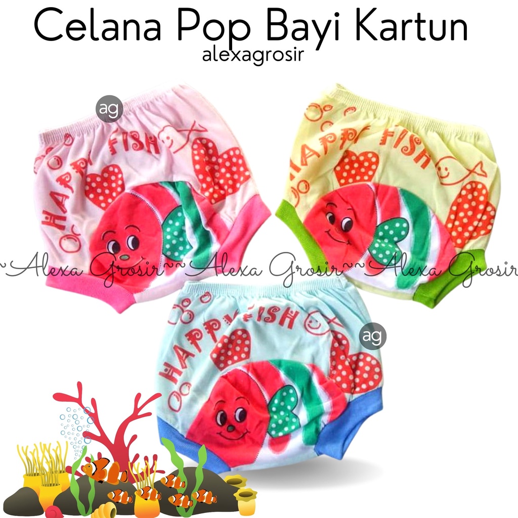 Celana pop bayi 6-12 Bulan 1-2 Tahun laki dan perempuan , Celana Pop Bayi motif Kepiting