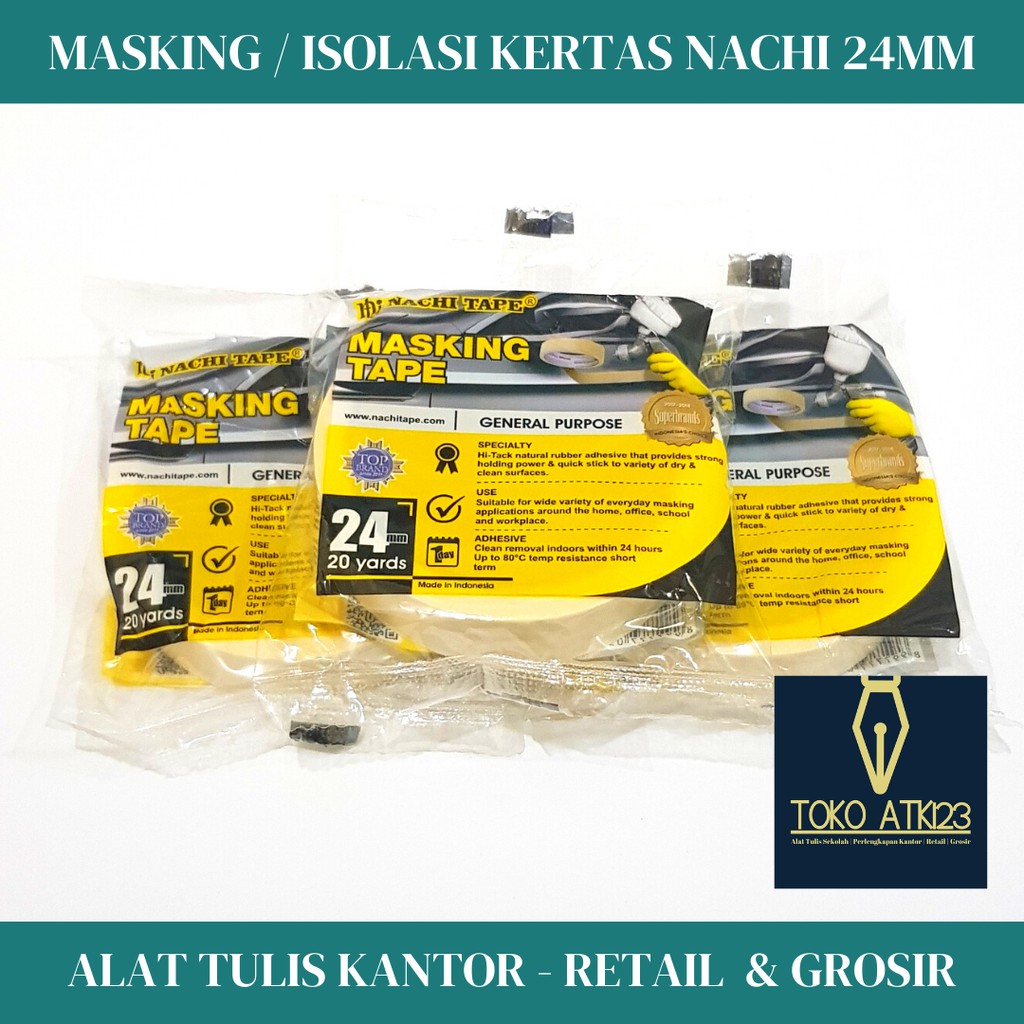 Masking Tape / Isolasi Kertas Merk Nachi 24mm x 20 yards