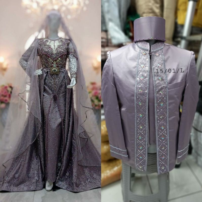 GAUN PENGANTIN COUPLE TERBARU//GAUN WEDDING JUBAH MEWAH BEREKOR//GAUN