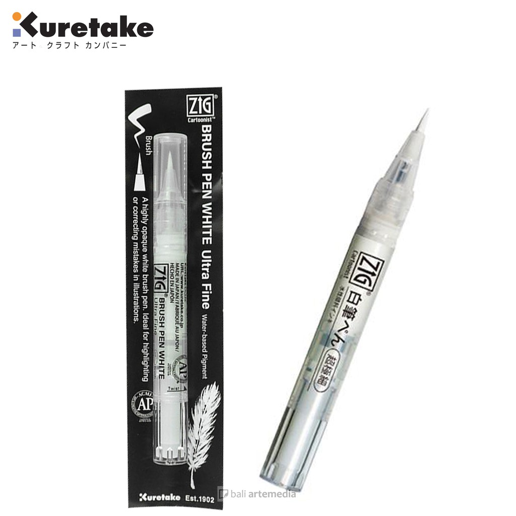 Kuretake ZIG Cartoonist Brush Pen White - Ultra Fine