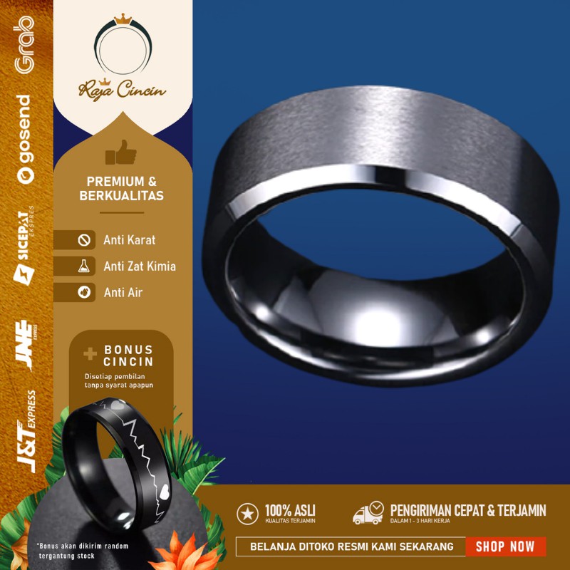 Cincin Pria Titanium Wanita Couple Emas Perak Hitam Anti Karat Keren Mewah Polos