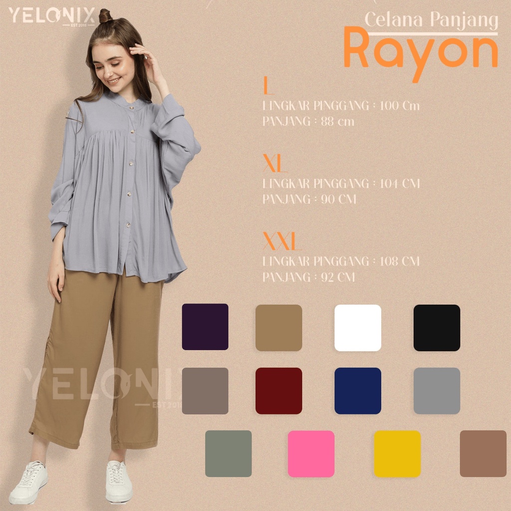 Celana Panjang Kulot HW Rayon Premium Culotte Basic Hightwaist - YELONIX