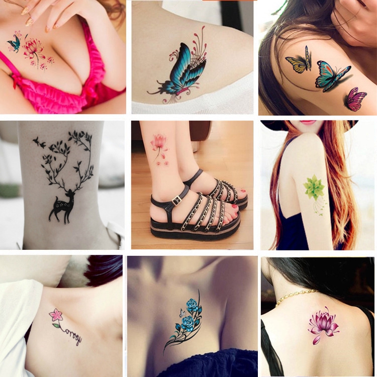 

60Pcs Stiker Tattoo Motif Tulisan Inggris Anti Air untuk Pria / Wanita