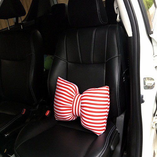 Bantal Sandaran Punggung Jok Mobil Pita Motif Garis Merah Biru Hitam