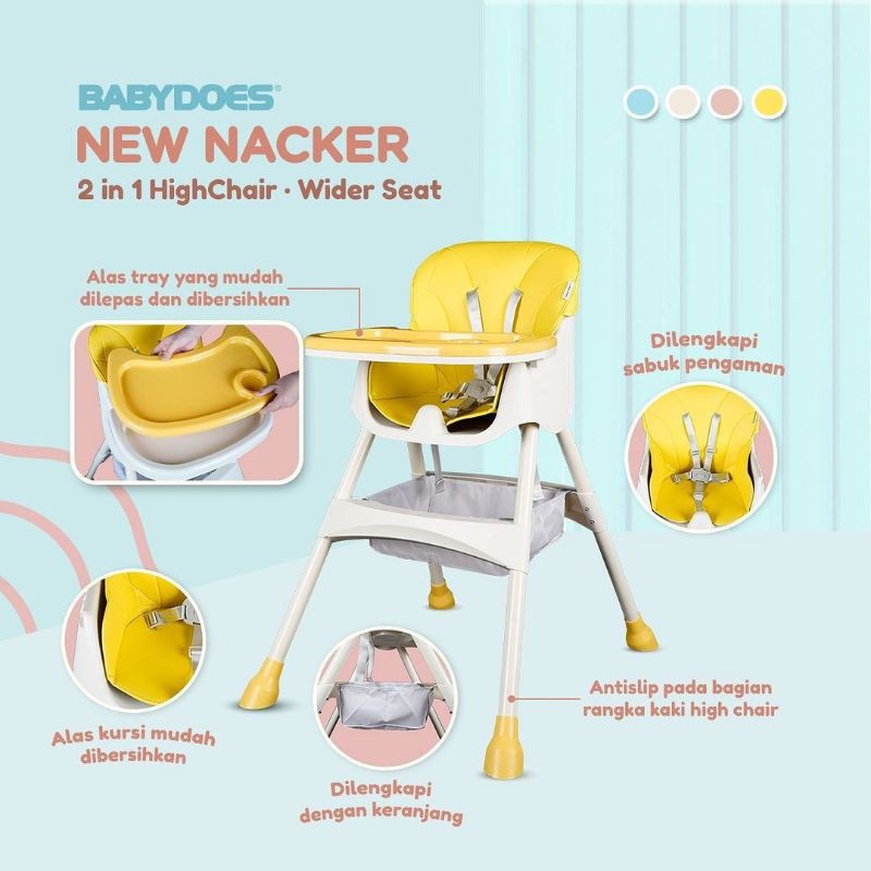 Babydoes High Chair HC CH 01501 Nacker &amp; CH SN 01502A Nacker Fold 2 IN 1 Kursi Makan Bayi