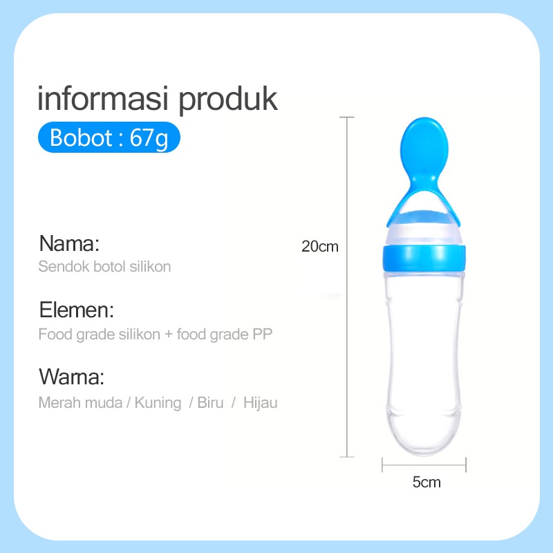 Silicone Sendok Makan Bayi/Tempat makan bayi silicon/90ml Sendok Silikon Bayi/Botol sendok makan bayi silicon (B50)