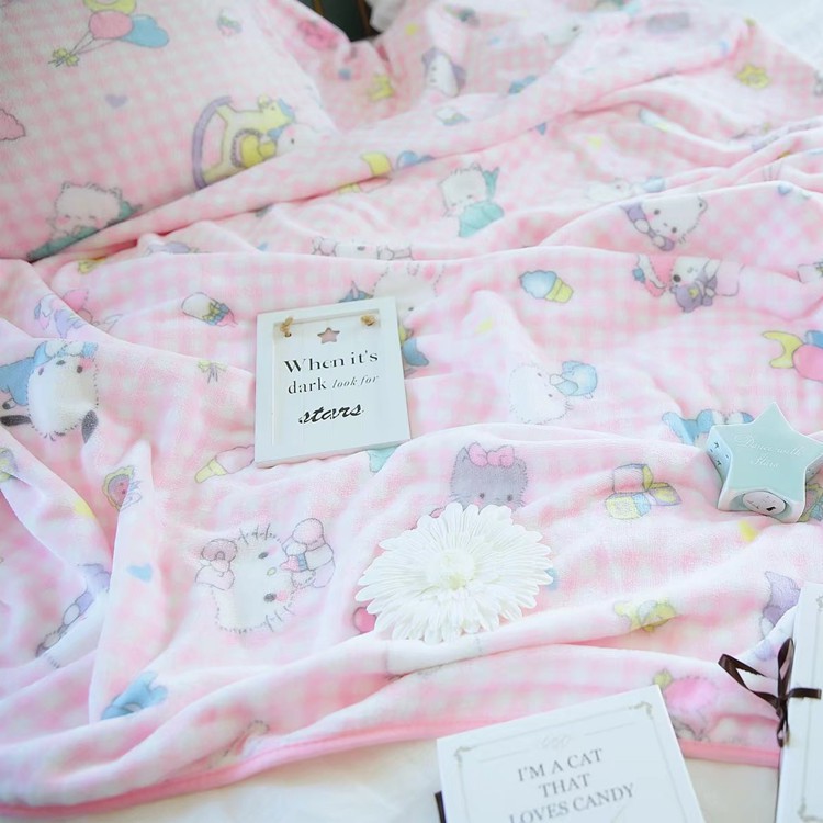 Selimut Motif Kartun Anjing Kucing Lucu Warna Pink Shopee Indonesia