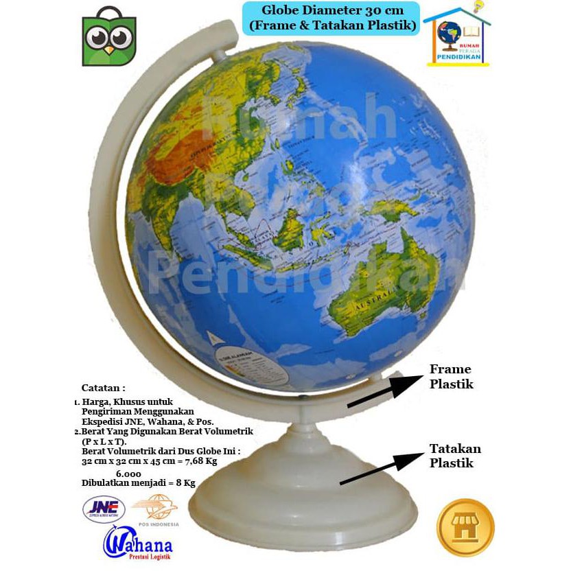 

GLOBE (BOLA DUNIA) 30 CM - TIPE 1 (Via JNE, Wahana, & Pos) MURAH