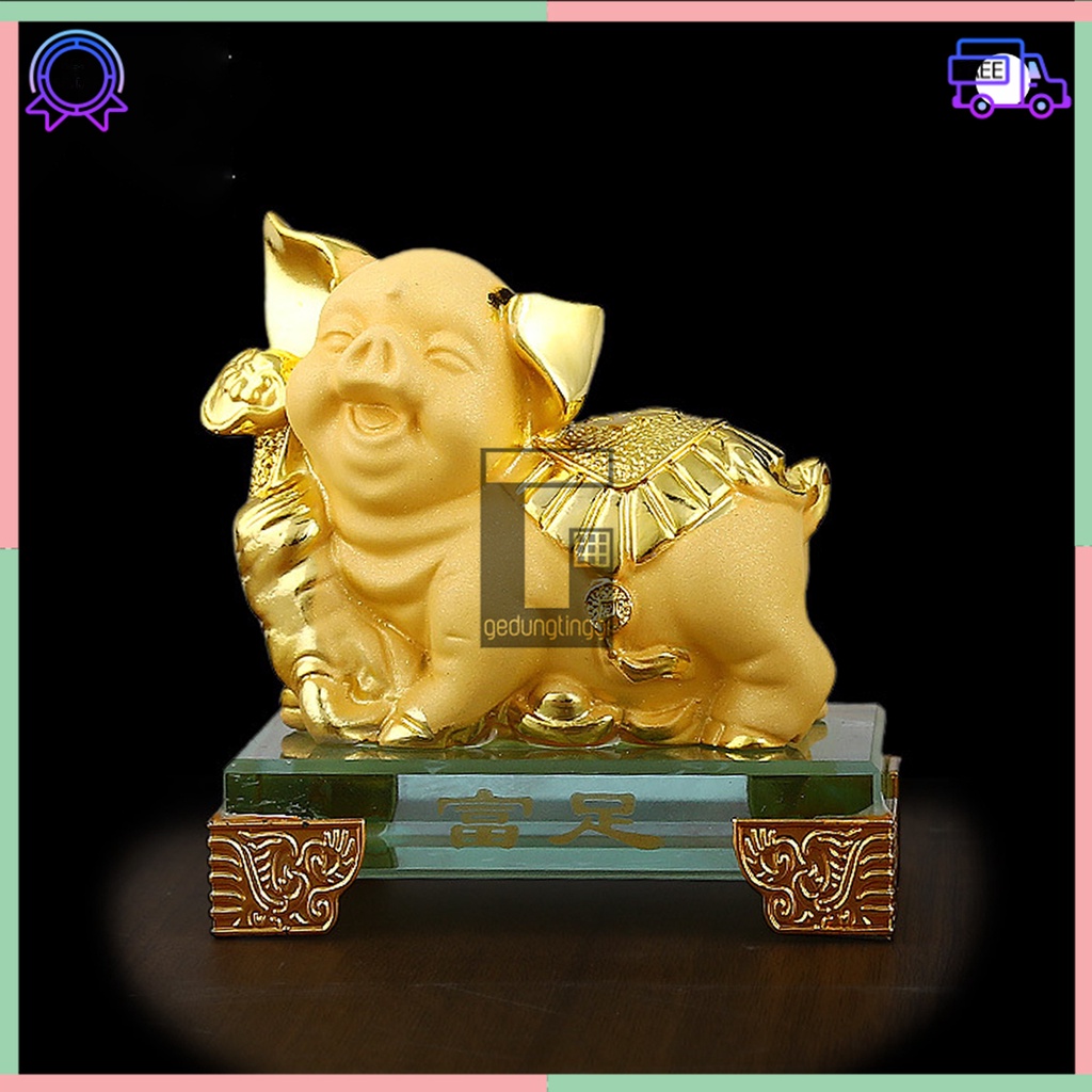 Patung Pajangan Hadiah Imlek Fengshui 12 Animal Zodiak Bintang Binatang Hewan Shio Sio Babi Tikus Kerbau Macan Harimau Kelinci Naga Ular Kuda Kambing Monyet Ayam Anjing Tiger Rabbit Dragon Snake Horse Rooster Pig Rejeki Hoki Emas Ukuran Kecil Small Size