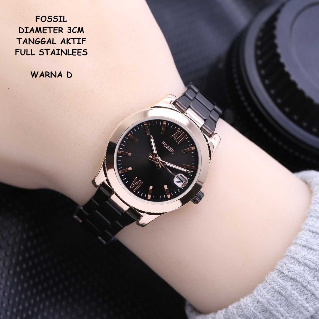 JAM TANGAN WANITA FASHION RANTAI BODY BULAT TANGGAL AKTIF