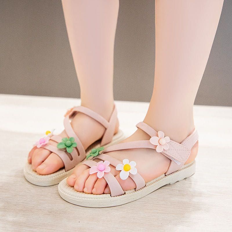 Medan Termurah KD004 Sendal anak perempuan sz 25-34 Sandal tali anak flower import