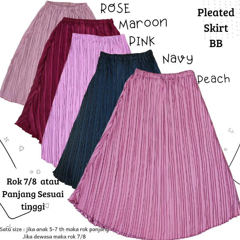 Rok Plisket BB Anak 6-7th Panjang atau Dewasa Rok 7/8 sedengkul