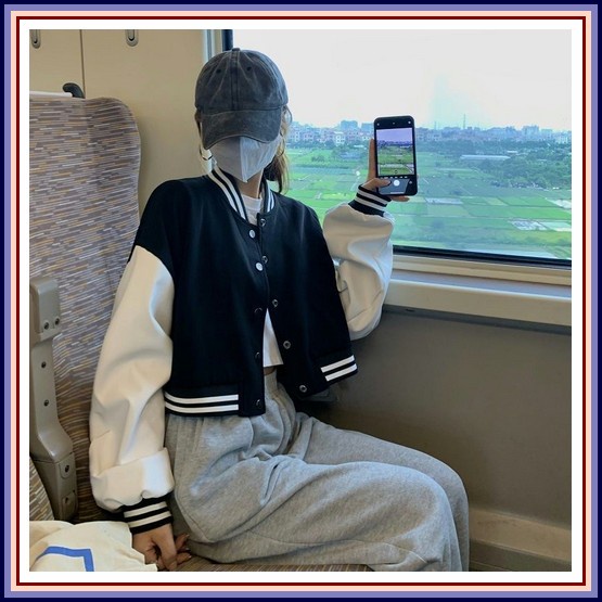 Jaket Korea / Jacket Crop Terbaru / Jaket Terlaris / Outer Vallina Varsity Cropped Base Ball Two Ton