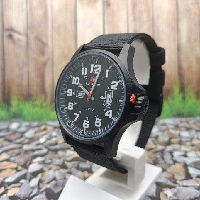 Swiss Army Analog Jam Tangan Pria Full Hitam DA954G Original