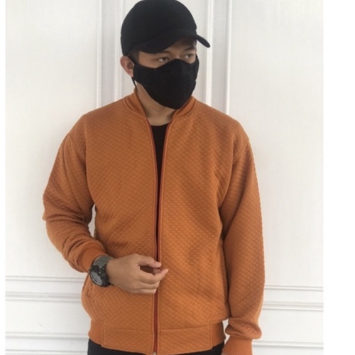 Jaket Pria Comfy Premium Comfy Jacket Bomber Cowok Kekinian Korean Style-ALMOND